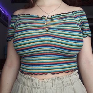 off the shoulder cropped shirt